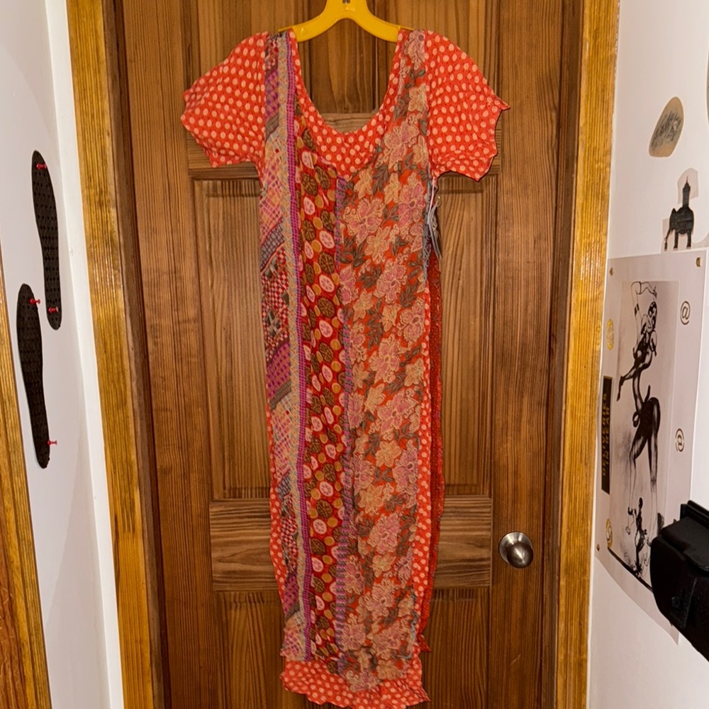 Women’s Vintage PHOOL New old stock Rayon maxi dress zip back 2 layer floral